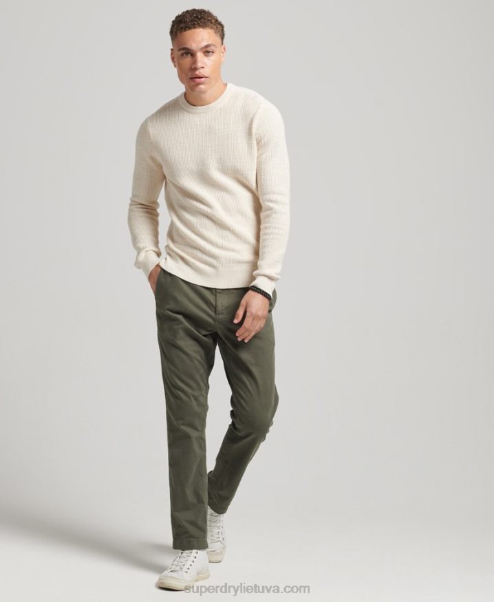 Superdry Vintage Textured Crew Knit Jumper Cream Men