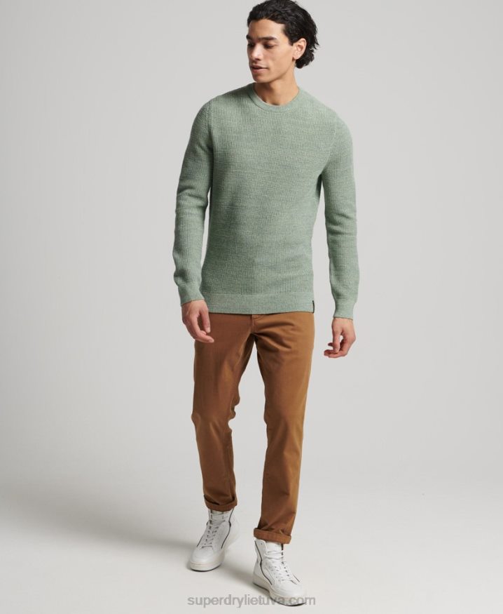 Superdry Vintage Textured Crew Knit Jumper Green Men