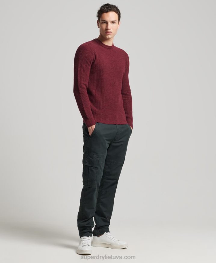 Superdry Vintage Textured Crew Knit Jumper Red Men