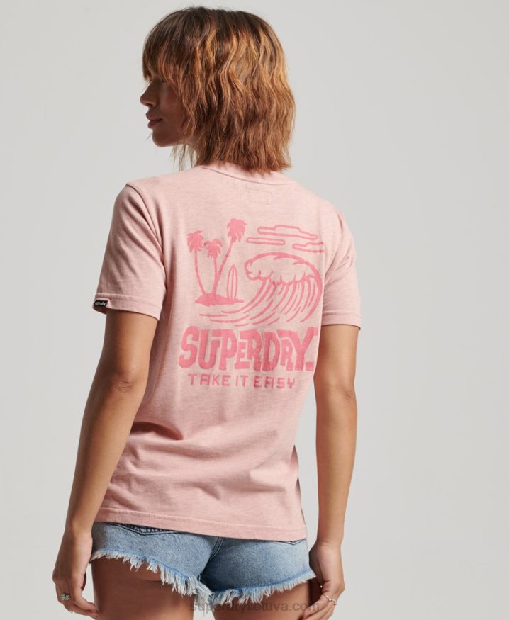 Superdry Vintage Travel Sticker T-Shirt Pink Women