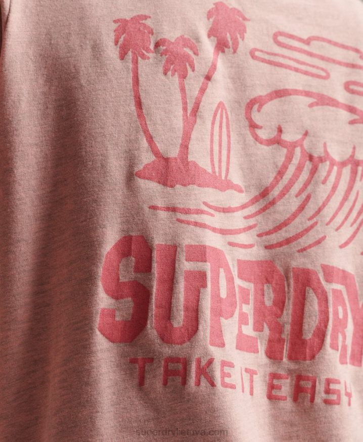 Superdry Vintage Travel Sticker T-Shirt Pink Women