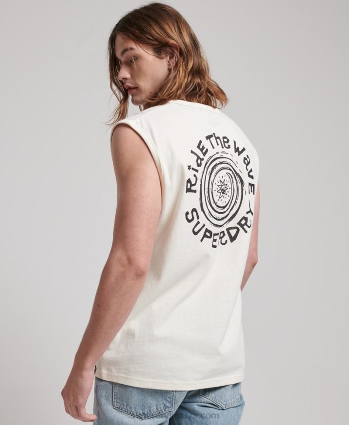 Superdry Vintage Tribal Surf Vest Top Cream Men