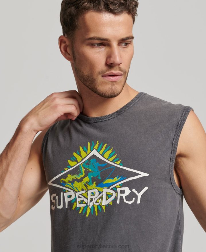 Superdry Vintage Tribal Surf Vest Top Dark Grey Men