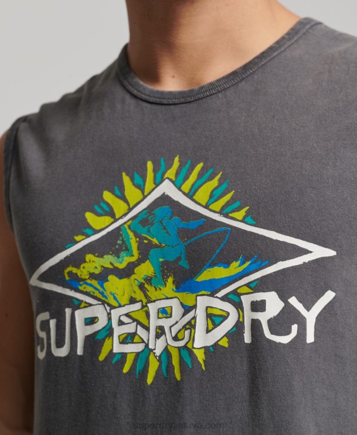 Superdry Vintage Tribal Surf Vest Top Dark Grey Men