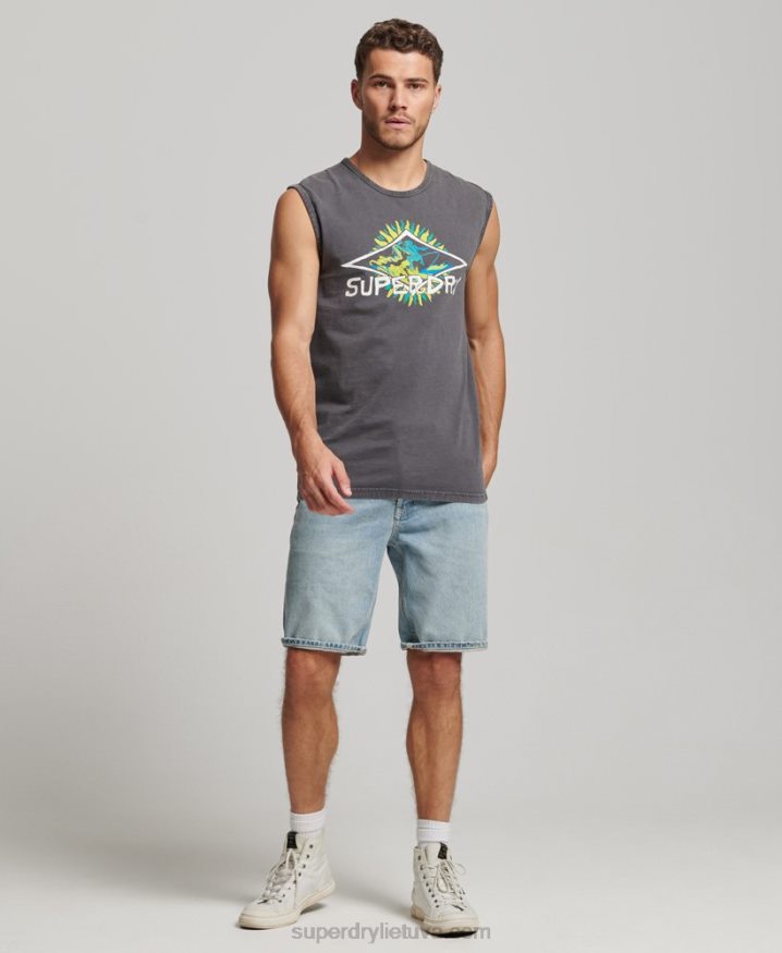 Superdry Vintage Tribal Surf Vest Top Dark Grey Men