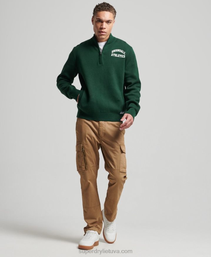 Superdry Vintage Varsity Henley Sweatshirt Green Men