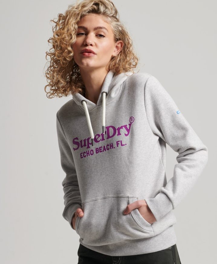 Superdry Vintage Venue Hoodie Light Grey Women