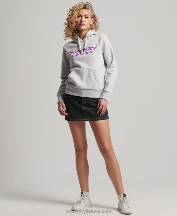 Superdry Vintage Venue Hoodie Light Grey Women