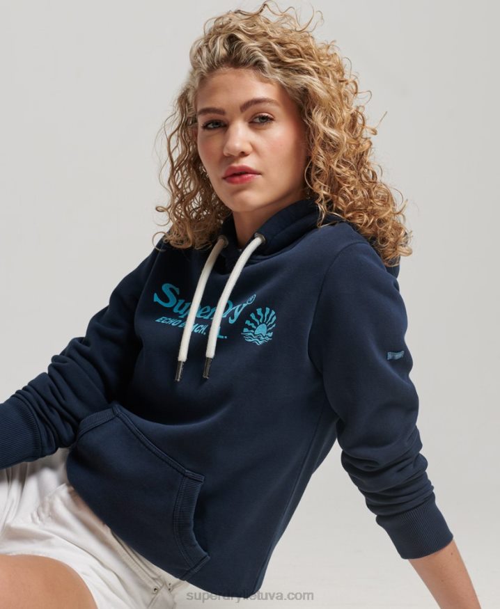 Superdry Vintage Venue Hoodie Navy Women