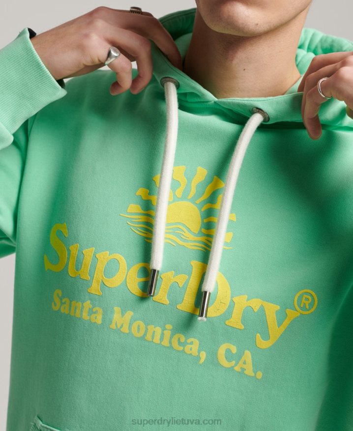 Superdry Vintage Venue Neon Hoodie Green Men