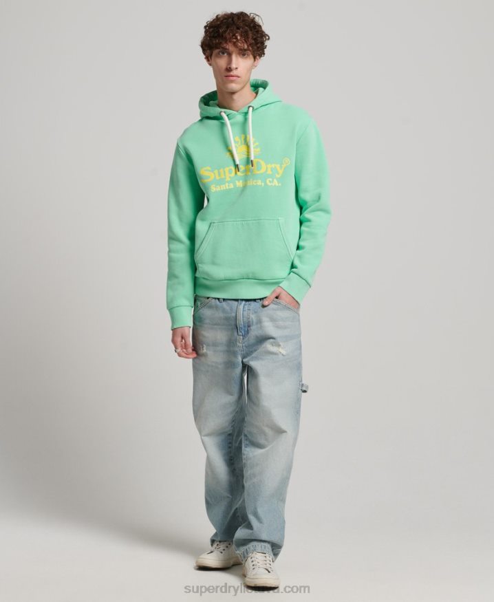 Superdry Vintage Venue Neon Hoodie Green Men