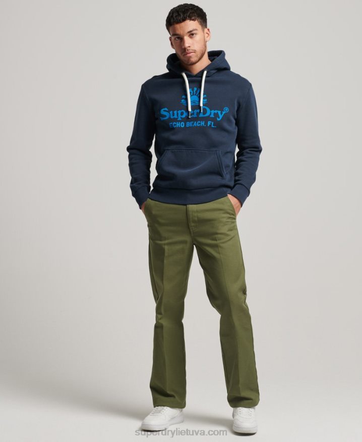 Superdry Vintage Venue Neon Hoodie Navy Men