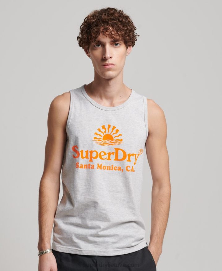 Superdry Vintage Venue Neon Vest Light Grey Men