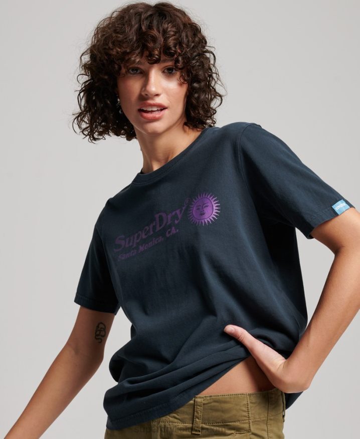 Superdry Vintage Venue T-Shirt Navy Women