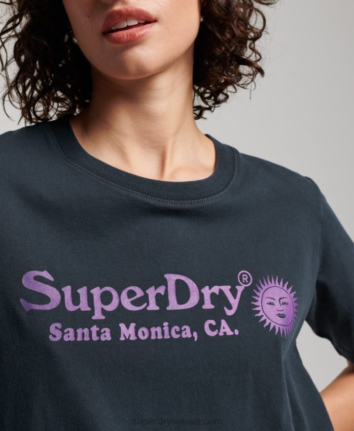 Superdry Vintage Venue T-Shirt Navy Women