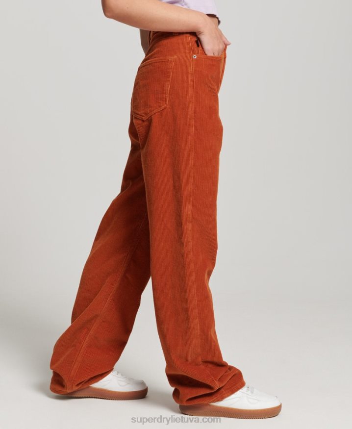 Superdry Vintage Wide Leg Cord Trousers Brown Women