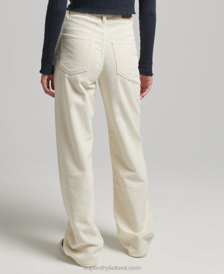 Superdry Vintage Wide Leg Cord Trousers Cream Women