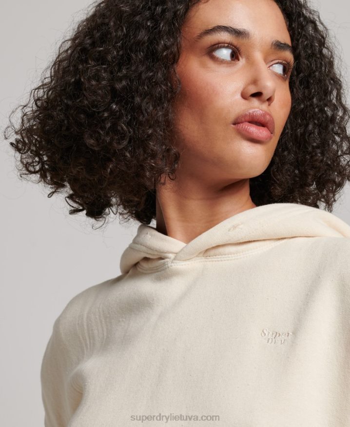 Superdry Wash Crop Hoodie Cream Women