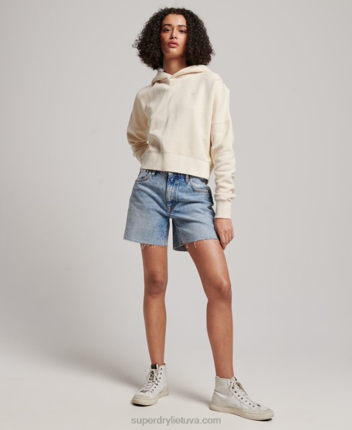 Superdry Wash Crop Hoodie Cream Women