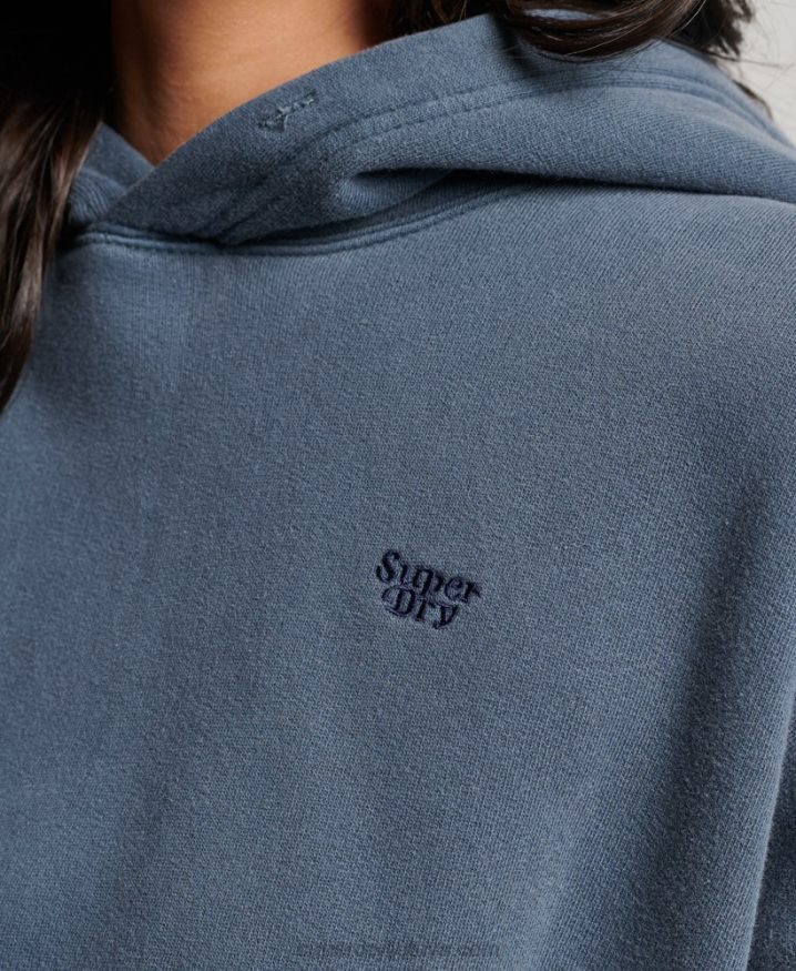 Superdry Wash Crop Hoodie Navy Women