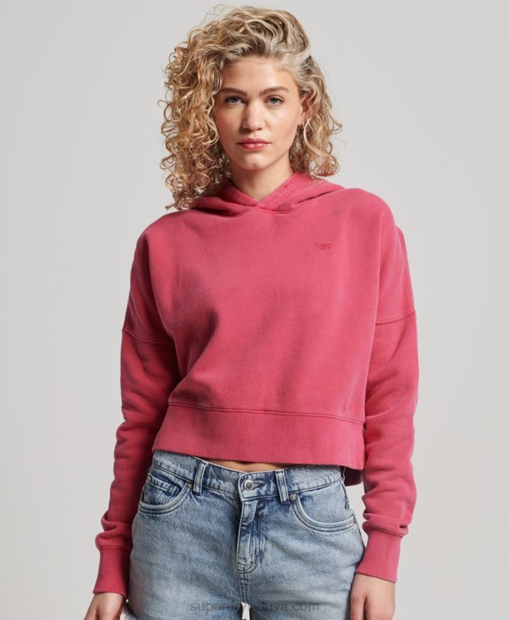 Superdry Wash Crop Hoodie Pink Women