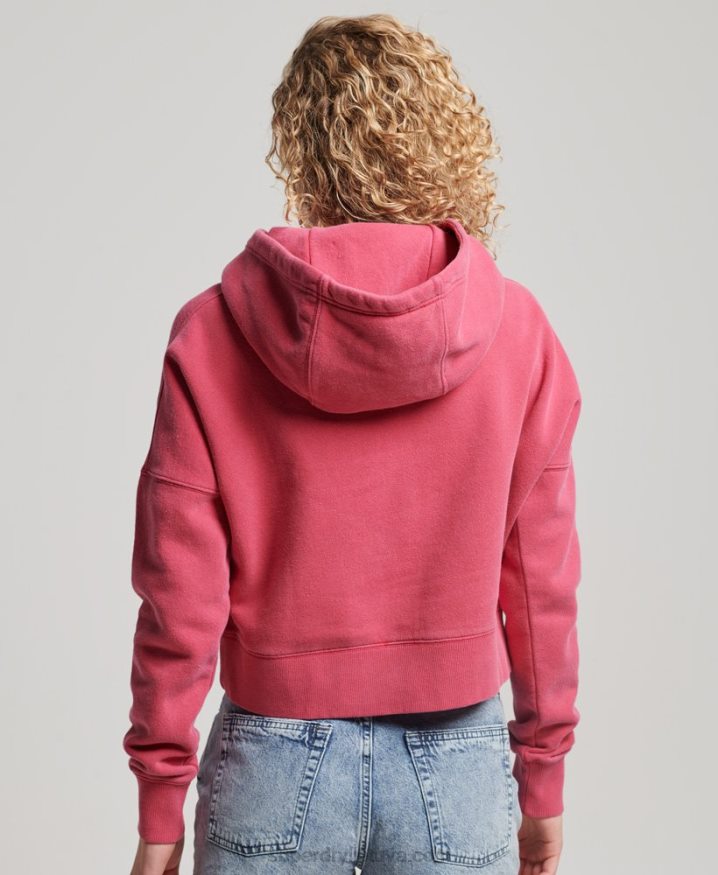 Superdry Wash Crop Hoodie Pink Women