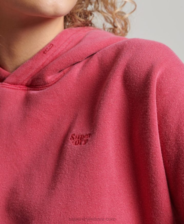 Superdry Wash Crop Hoodie Pink Women