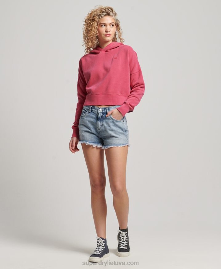 Superdry Wash Crop Hoodie Pink Women