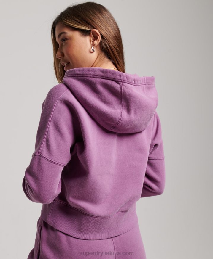 Superdry Wash Crop Hoodie Purple Women