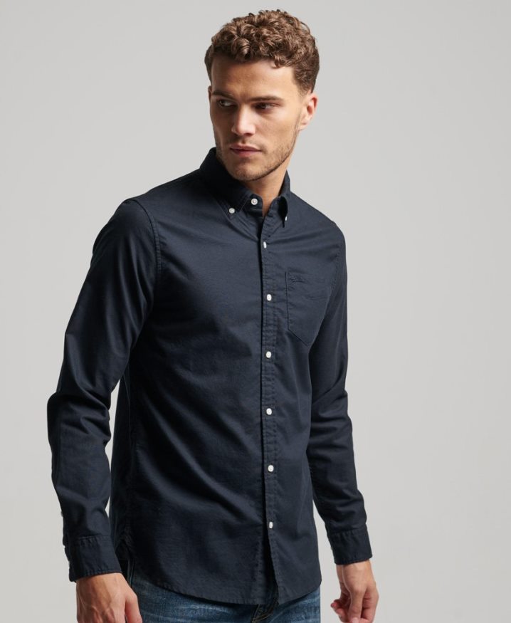 Superdry Washed Oxford Shirt Navy Men