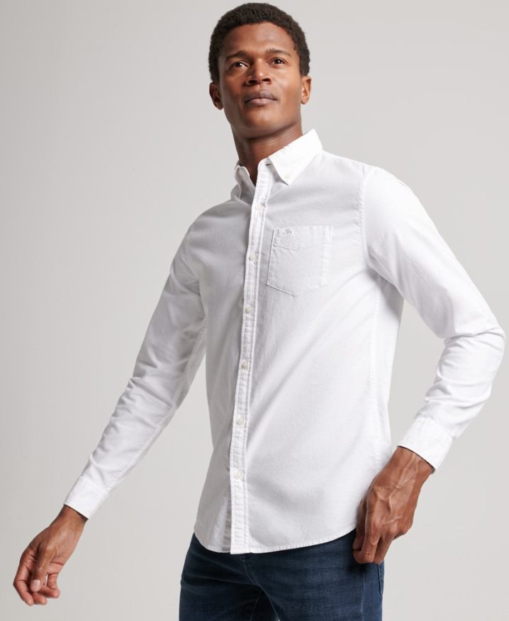 Superdry Washed Oxford Shirt White Men