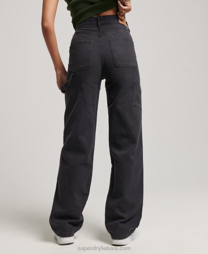 Superdry Wide Leg Carpenter Pants Black Women