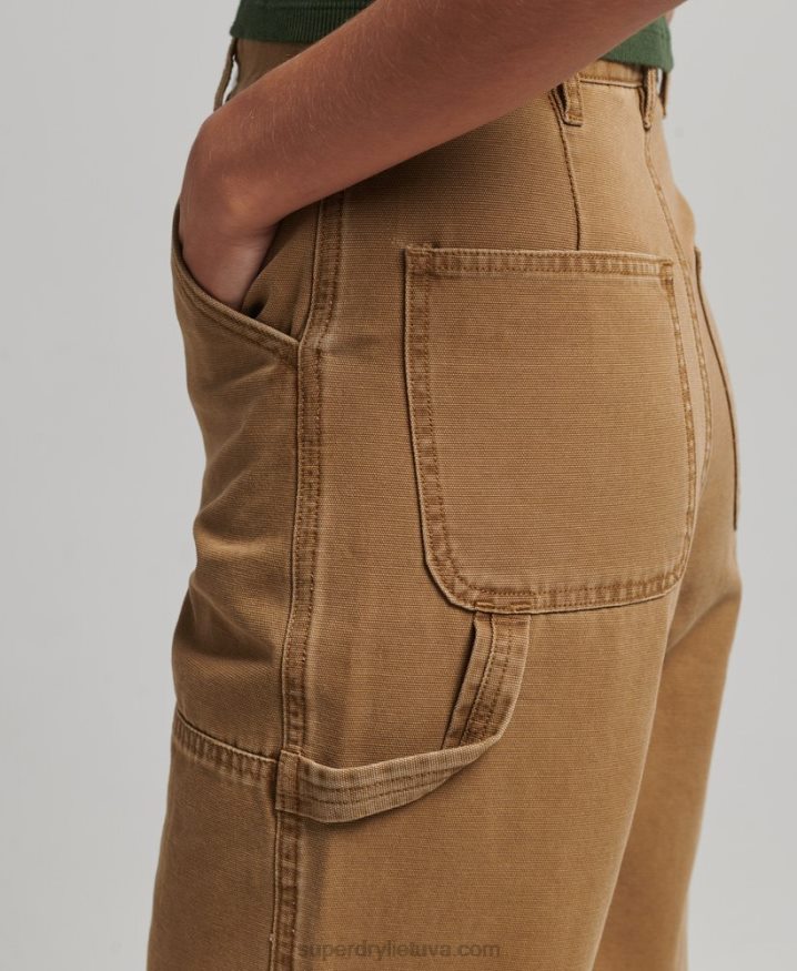 Superdry Wide Leg Carpenter Pants Brown Women