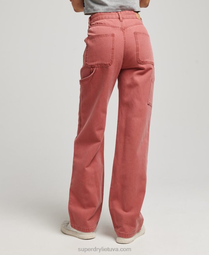 Superdry Wide Leg Carpenter Pants Red Women