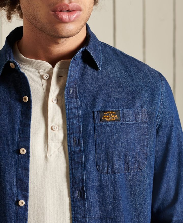 Superdry Workwear Indigo Shirt Navy Men