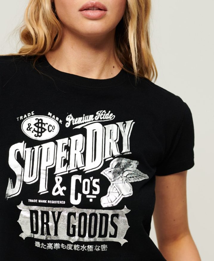 Superdry Workwear Scripted Graphic T-Shirt Black Women