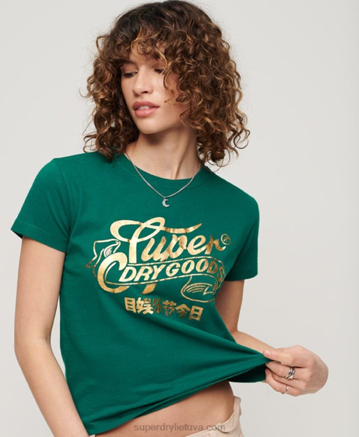 Superdry Workwear Scripted Graphic T-Shirt Green Women