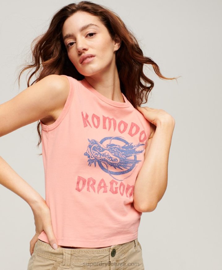 Superdry x Komodo Classic Dragon Vest Top Coral Women