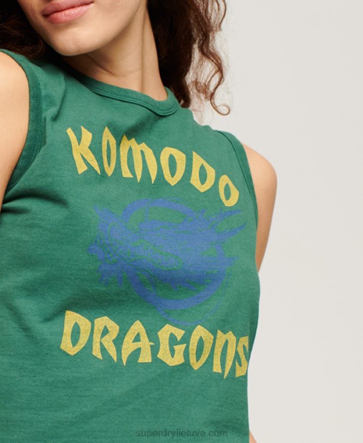 Superdry x Komodo Classic Dragon Vest Top Green Women