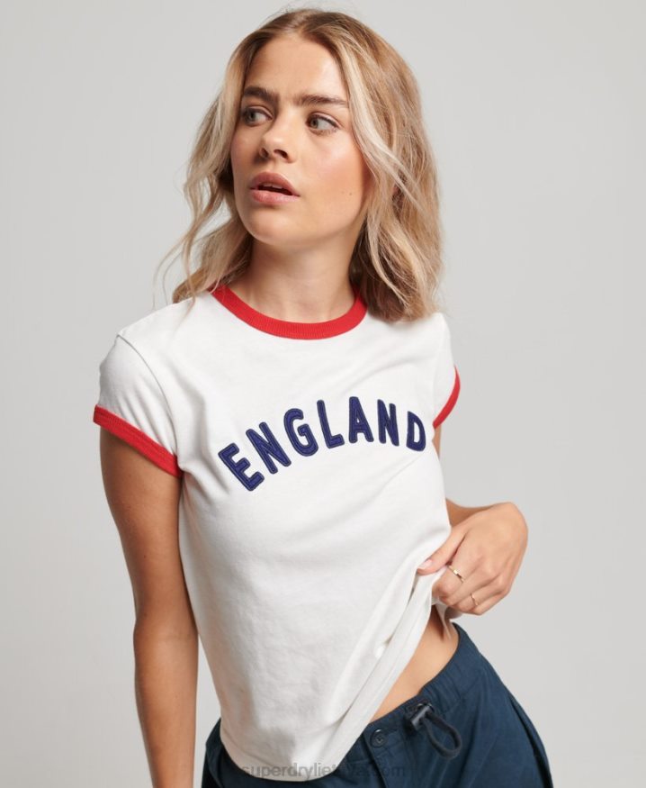 Superdry x Ringspun Football England Cap T-Shirt White Women