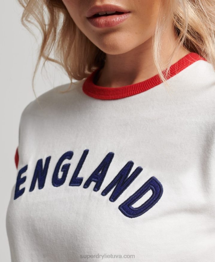 Superdry x Ringspun Football England Cap T-Shirt White Women