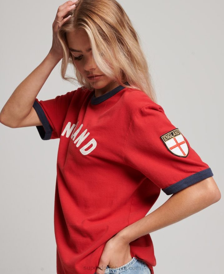 Superdry x Ringspun Football England T-Shirt Red Women