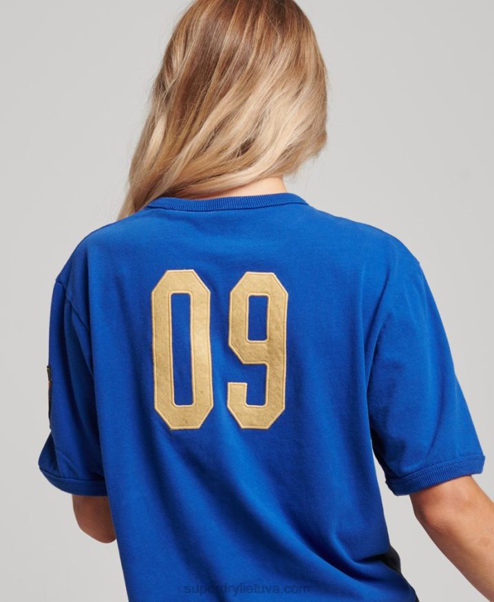 Superdry x Ringspun Football Italy T-Shirt Blue Women