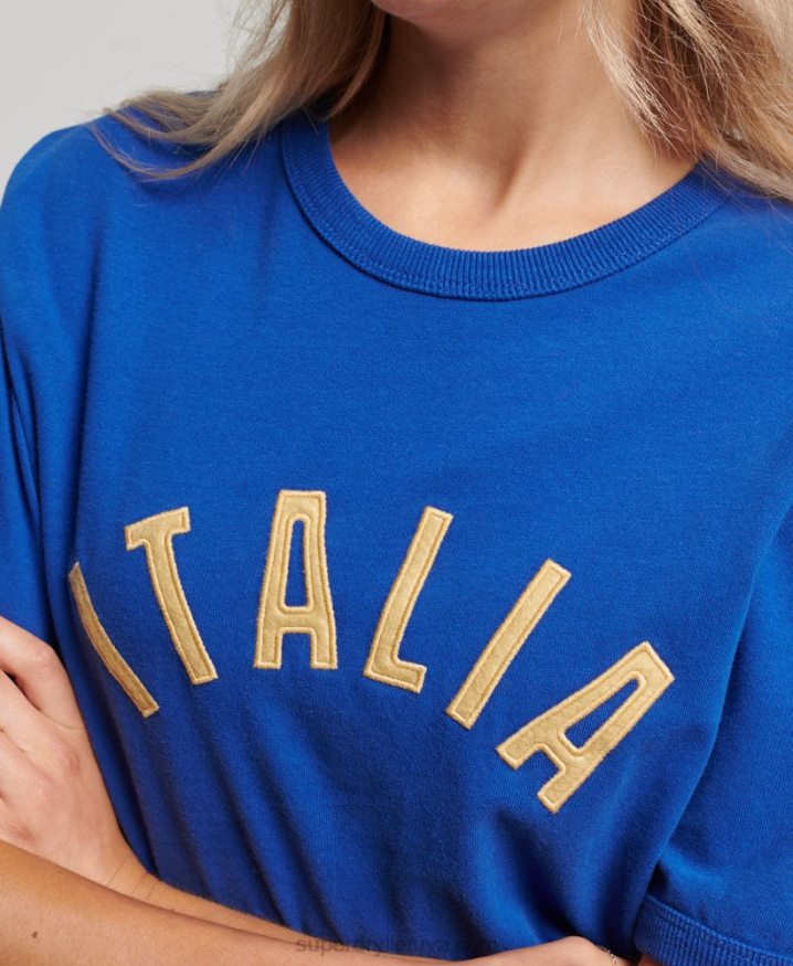 Superdry x Ringspun Football Italy T-Shirt Blue Women