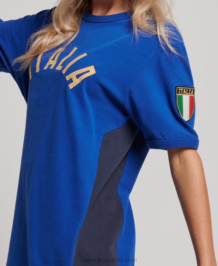 Superdry x Ringspun Football Italy T-Shirt Blue Women