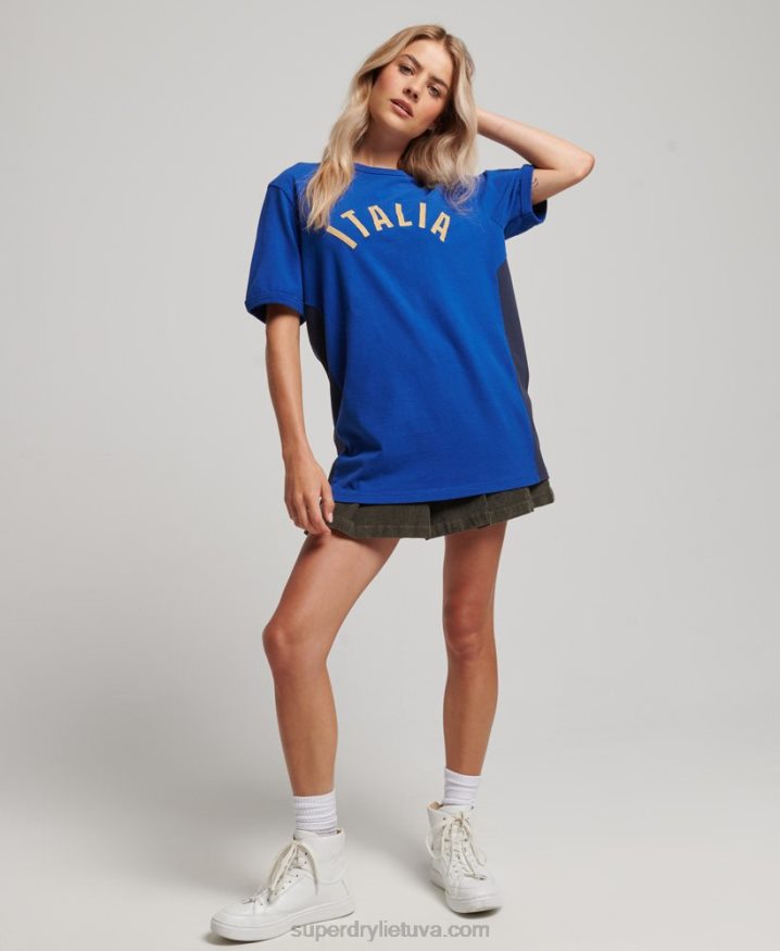 Superdry x Ringspun Football Italy T-Shirt Blue Women