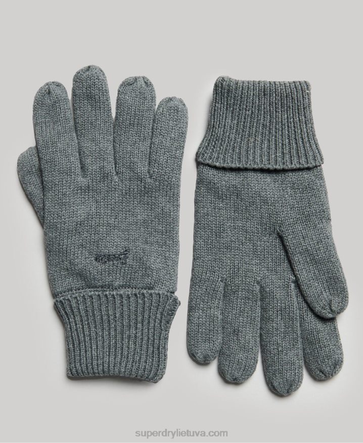 Superdry Vintage Logo Gloves Grey Men Superdry Vintage Logo Gloves Grey Men