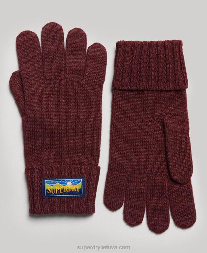 Superdry Wool Blend Radar Gloves Red Men