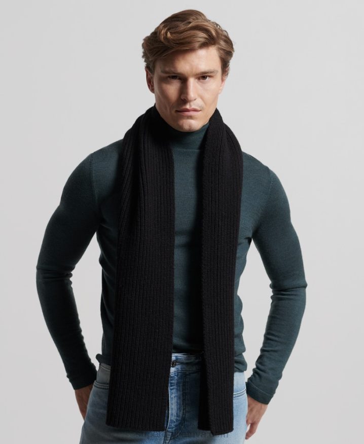 Superdry Studios Premium Ribbed Scarf Black Men