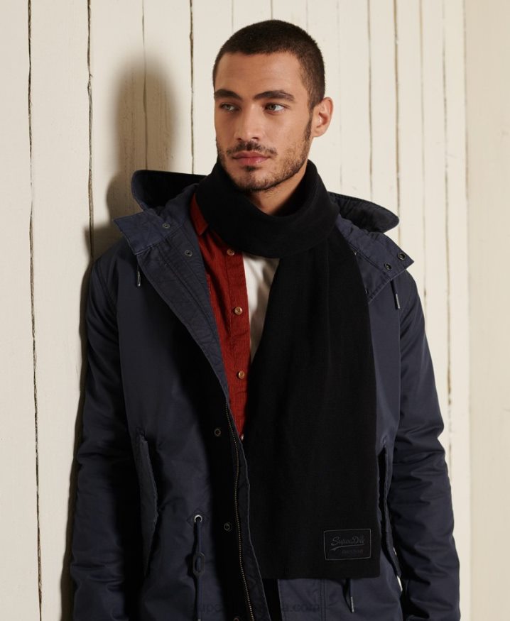 Superdry Vintage Logo Classic Scarf Black Men Superdry Vintage Logo Classic Scarf Black Men